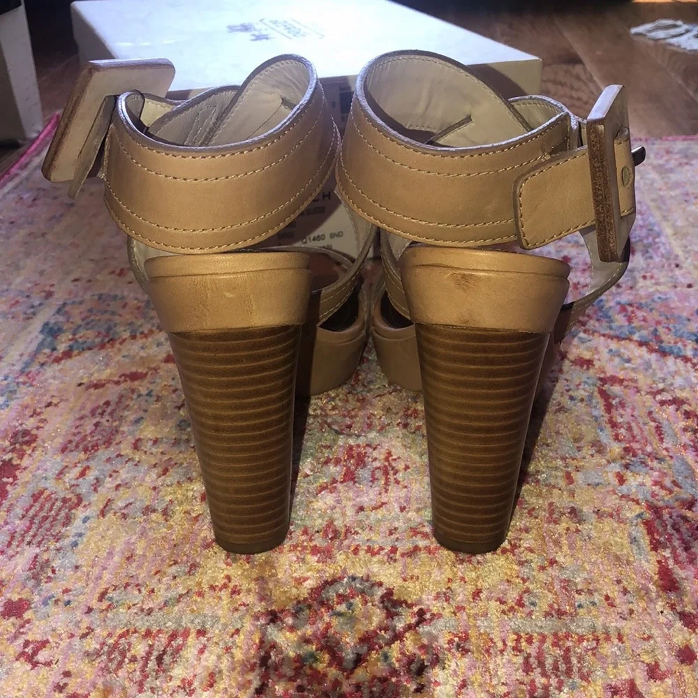 Coach tan suede heels